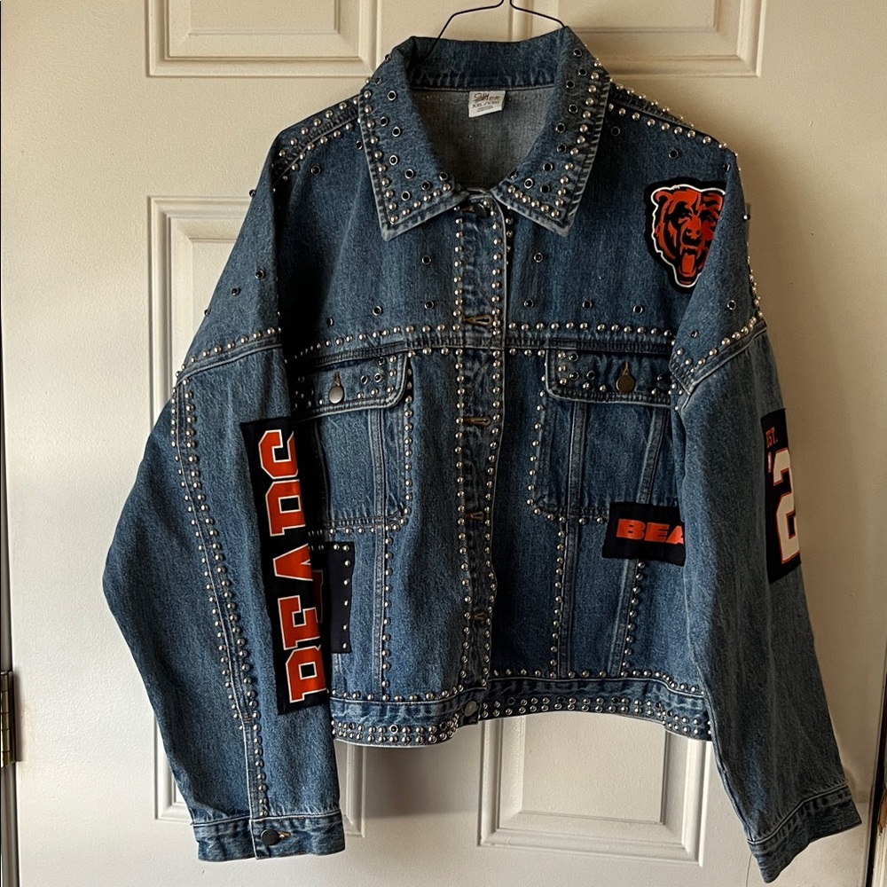 Studded Denim Jean Jacket Bears